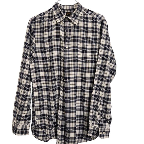 L.L. Bean Other - L.L. Bean Men’s Medium Tall Navy White Plaid Flannel Button Down Shirt